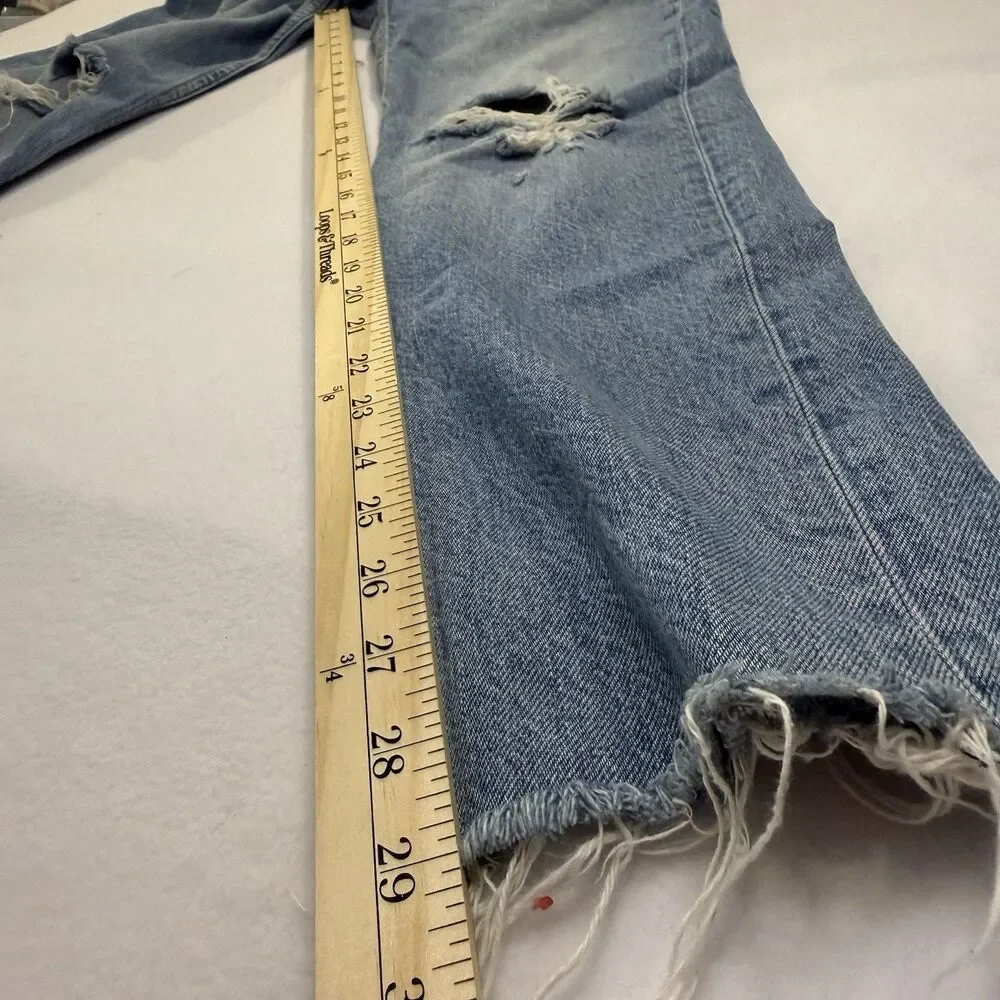 rag & bone Jeans Rosa Mid Rise Boyfriend Distressed Button Fly Raw Hem Sz 26